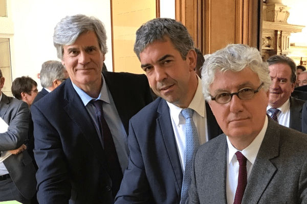 Avec Stéphane Le Foll , Vincent Labarthe, vice-président de la Région Occitanie et Philippe Martin, Président du Conseil Départemental du Gers