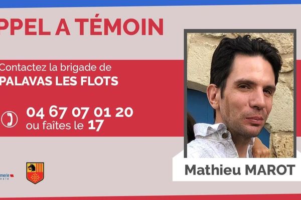 La gendarmerie lance un appel à témoin pour retrouve Mathieu Marot. parti d'Andorre le 12 novembre, il devait se rendre à Montpellier.