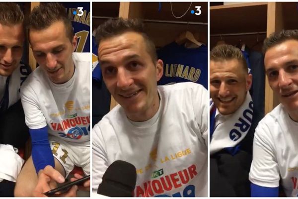 Dimitri Liénard et Jérémy Grimm, "les deux anciens", dans les vestiaires du stade Pierre Mauroy, samedi soir.