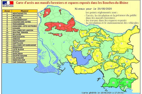 Quatre massifs interdits d'accès dans les Bouches-du-Rhône.