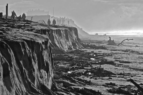 La plage de Soulac dévastée après les grandes marées, le 2 février 2014