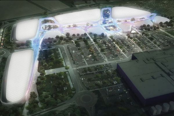 La maquette du projet de zone commerciale Open Sky. Prévu à Pacé, il ne verra finalement pas le jour