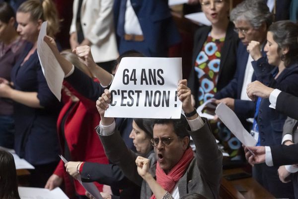 Le député LFI du Rhône Gabriel Amard, le jeudi 16 mars sur les bancs de l'Assemblée nationale.