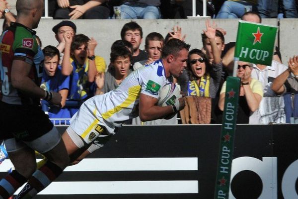 Lee Byrne lors du match ASM-HARLEQUINS le 20 octobre au stade Marcel Michelin