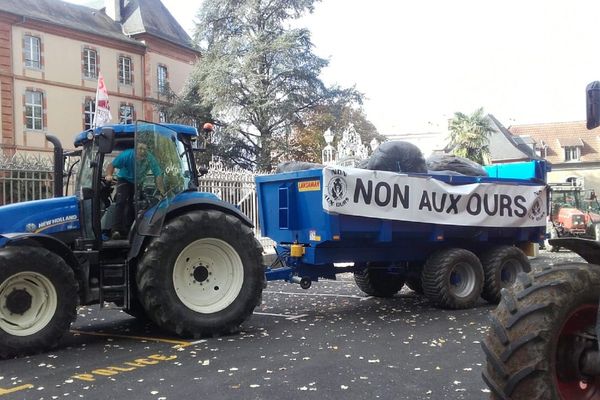 Les agriculteurs manifestent devant la préfecture de Tarbes