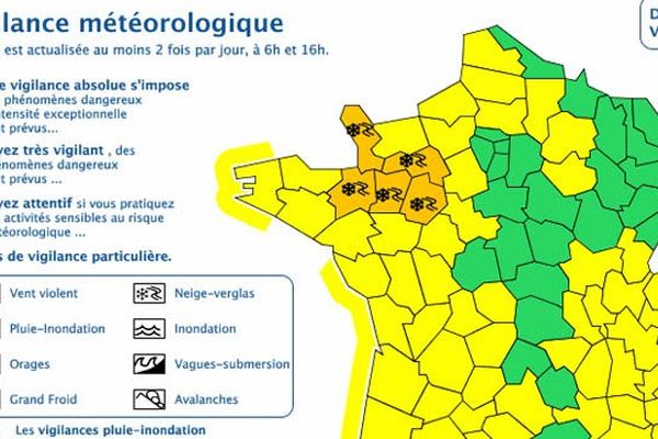 Carte de Météo-France ce mardi 20 janvier à 16 heures.