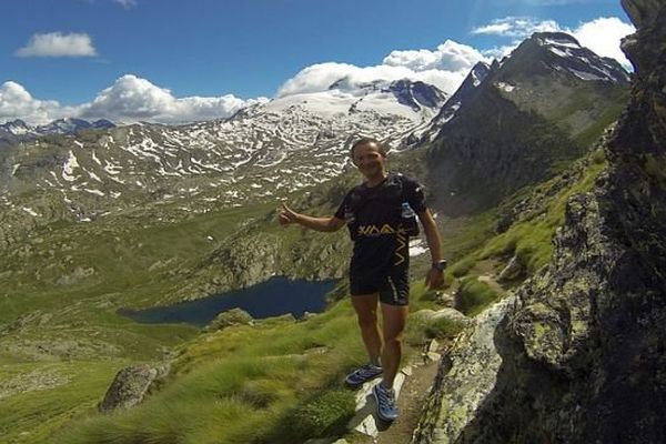 Antoine Guillon lors de sa préparation pour le "Tor des Géants" - 2014