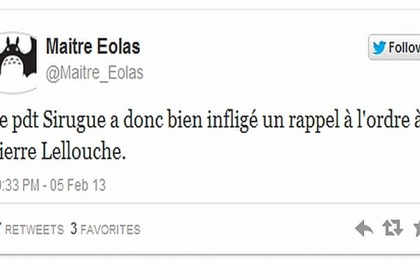 Le député-maire PS de Chalon-sur-Saône a menacé Pierre Lellouche, député UMP de Paris, d'un rappel à l'ordre lors du débat sur le mariage homosexuel 