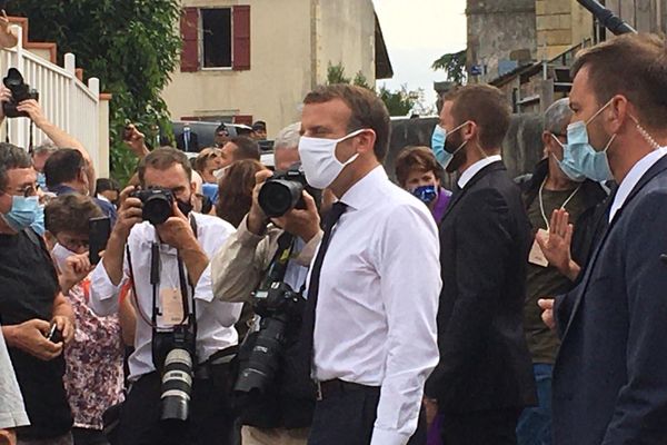 Visite d'Emmanuel Macron dans le Gers à Condom pour lancer les Journées européennes du Patrimoine.