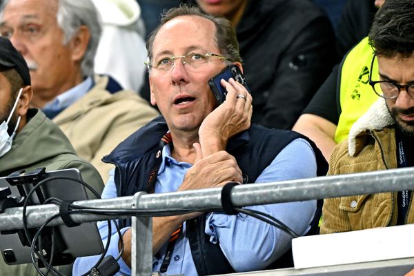 John Textor, directeur de Eagle Football Group et président de l'Olympique Lyonnais, lors de la réception de l'Olympiakos FC en Europa League le 26 septembre 2024.