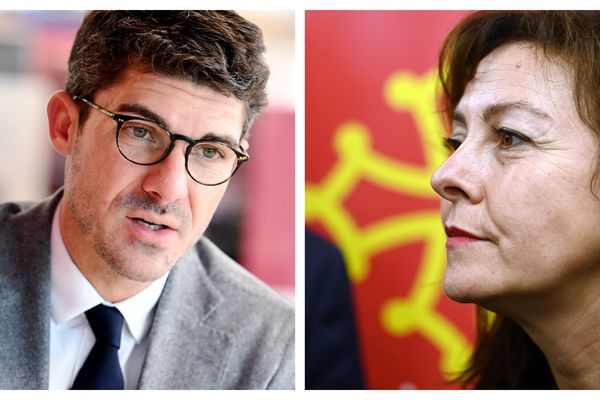 Aurélien Pradié, député LR du Lot et Carole Delga, présidente socialiste de la région Occitanie.