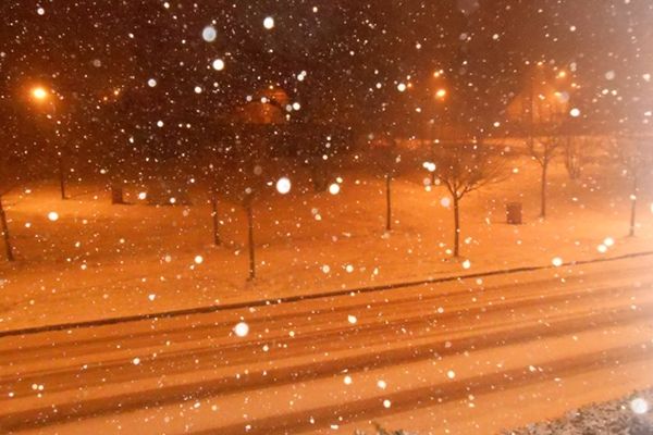 Neige à Auchel ce lundi en début de soirée. 