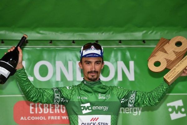 Julian Alaphilippe, lors de sa victoire sur le tour de Grande Bretagne, le 9 septembre 2018