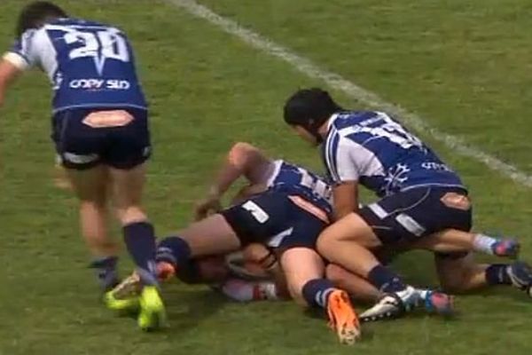 Perpignan - Lézignan battu par Toulouse en finale du championnat de France Elite du rugby à XIII, le FCL écrasé par les Toulousains - 10 mai 2014.