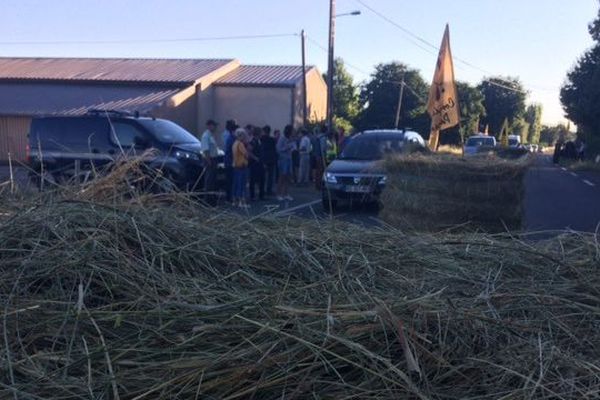 A Lescout, dans le Tarn, les opposants à l'agrandissement d'une usine d'oeufs ont installé des barrages filtrants ce mardi.