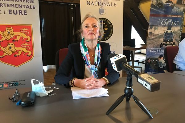 Dominique Puechmaille, procureure de la République d'Evreux, lors de sa conférence de presse ce vendredi 30 avril