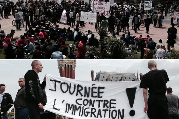 Deux manifestations, une "pro" et l'autre "anti" migrants se tenaient en même temps à Calais ce samedi après-midi.