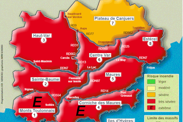 Mardi 18 août, deux massifs varois sont placés en risque extrême d'incendie.