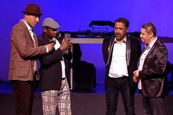 Juan Massenya, Mc Solaar, Khaled et Stéphane Méterfi sur la scène de la Nuit des Trophées 2014