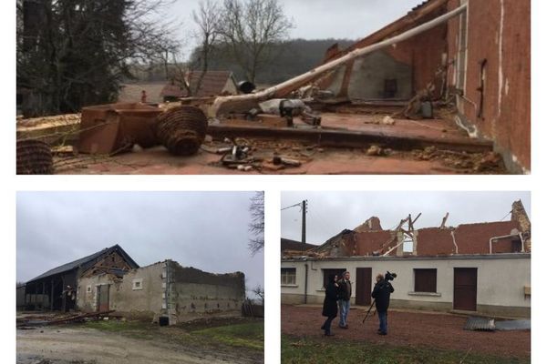 La petite commune de Aize (Indre) après le passage de la tempête Carmen - 2 janvier 2017