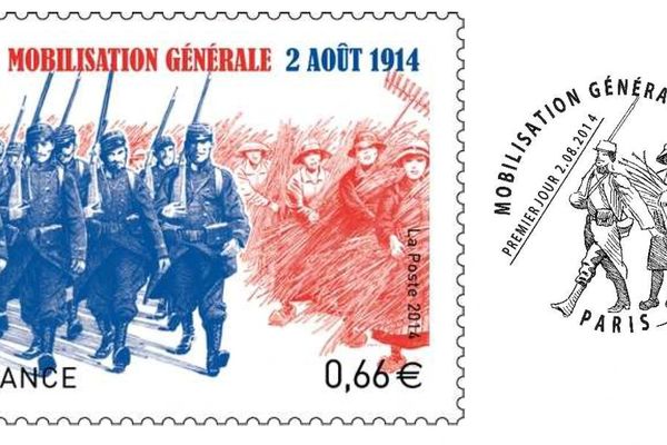 Le timbre de la poste commémore l'appel à la mobilisation générale du 2 août 1914