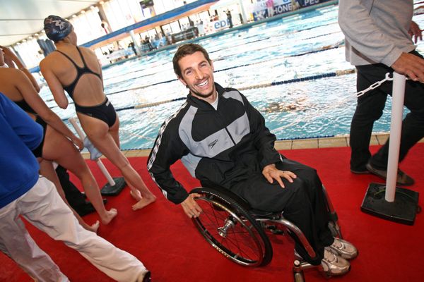 Le nageur grenoblois David Smétanine à la coupe de France de natation en 2008. 