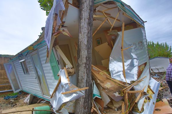 Le camping du pylône après les inondations du 3 octobre 2015.