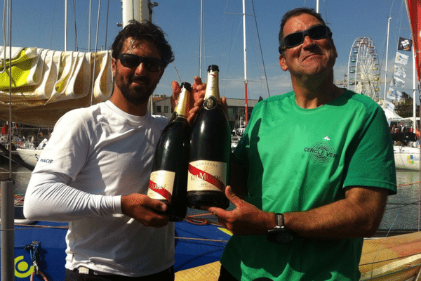 Yann Richomme et Gildas Morvan fête respectivement la victoire de la Solitaire et de la 4ème étape