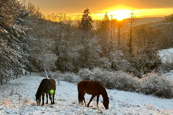 Le petit matin enneigé à Malain en Côte-d'Or