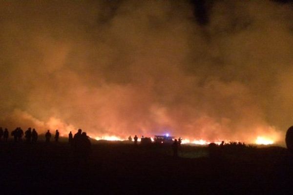 feu de broussaille sur l'île d'Hoedic