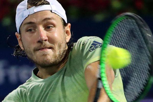 Lucas Pouille lors de son match contre Yuichi Sugita, jeudi 1er