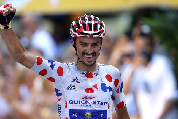 Julian Alaphilippe, remporte sa deuxième victoire d'étape à Bagnères-de-Luchon lors du Tour de de France 2018