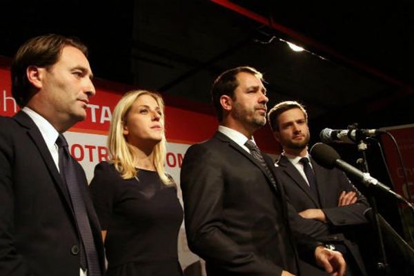 Aux côtés de Christophe Castaner, à droite Christophe Pierrel et à gauche Ladislas Poleski et Céciel Muschotti pendant la campagne des régionales.