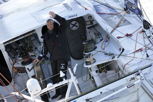 Fabrice Amedeo au départ du Vendée Globe, en novembre 2016.