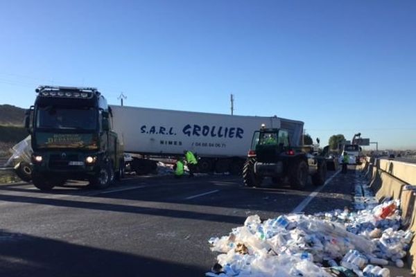 L'accident entre les deux camions a causé d'énormes perturbations sur l'A9 entre Montpellier et Nîmes