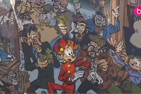 La nouvelle fresque murale Spirou inaugurée ce vendredi à Bruxelles.