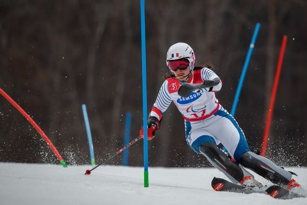 Marie Bochet lors du slalom, dimanche 18 mars 2018 à Pyeongchang.