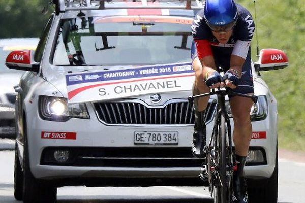 Sylvain Chavanel, lors du contre-la-montre (Chantonnay, 25 juin 2015)