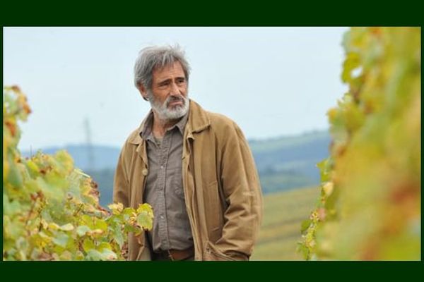 L'acteur Gérard Lanvin pendant le tournage du film "Premiers crus" en Bourgogne.