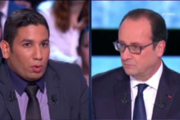 Hassen Hammou face à Francois Hollande le 6 novembre 2014 dans l'émision "En Direct avec les francais"