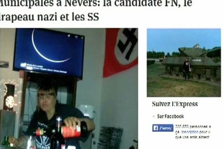 Une candidate FN à Nevers en photo sur Facebook avec un drapeau nazi