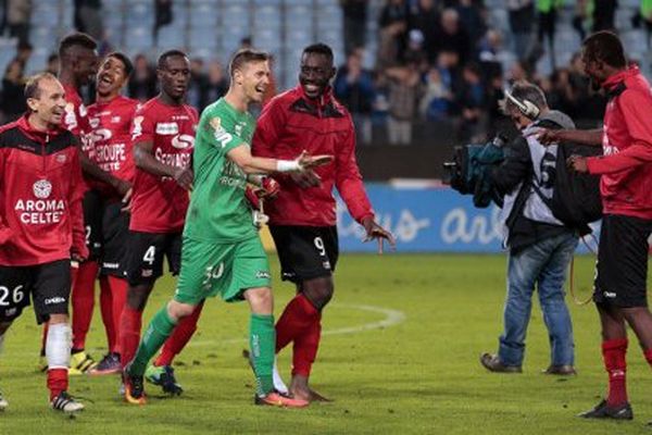 A la fin du match contre Bastia, la joie des joueurs de l'EAG