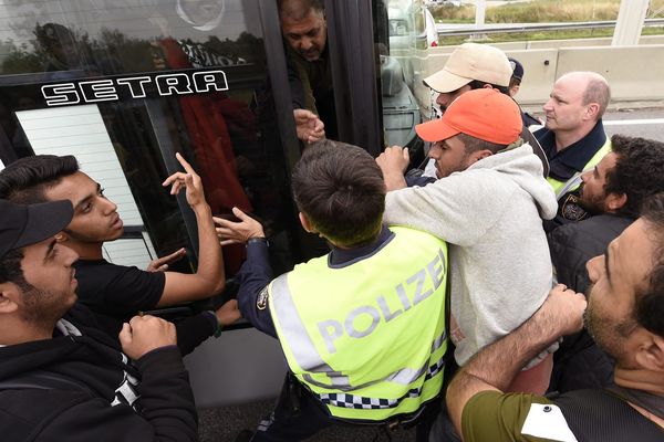 Des réfugiés se trouvant en Autriche, en septembre 2015.