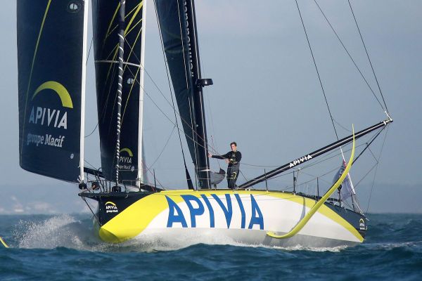 Le Havrais Charlie Dalin, skipper d'Apivia, au départ du Vendée Globe 2020