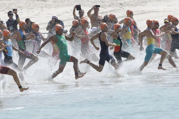 L'épreuve de triathlon, lors des Jeux olympiques de Rio, le 18 août 2016.