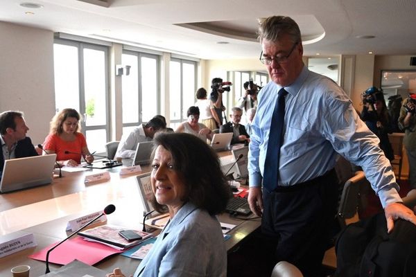 Jean-Paul Delevoye et la ministre de la Santé et des Solidarités Agnès Buzyn ce jeudi avec les syndicats et les organisations patronales.