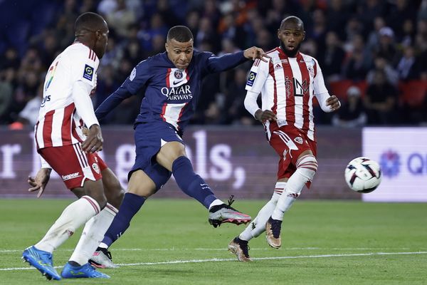 MBappé face à l'ACA, le 13 mai 2023 au Parc des Princes.