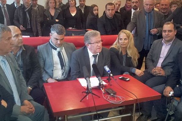 Montpellier - Jean-Pierre Moure, candidat PS, lors d'une conférence de presse - 25 mars 2014.