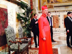 Son Éminence, Dominique Cardinal Mamberti, dans le Palais Apostolique au Vatican, le 14/02/15