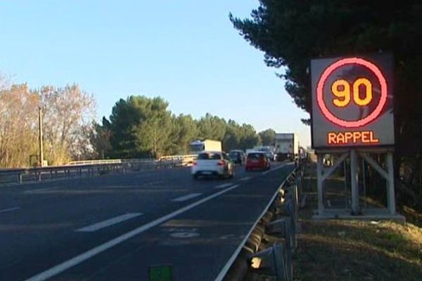 La vitesse est limitée à 90 km/h pendant la durée des travaux pour le doublement de l'A9 aux alentours de Montpellier